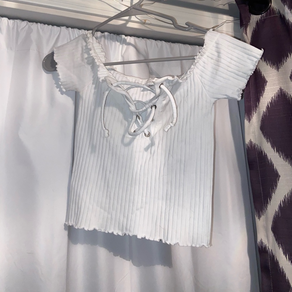 White crossed crop top
